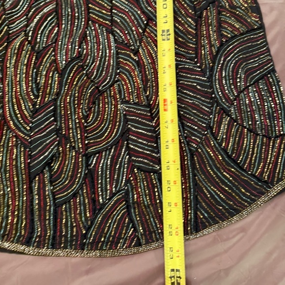 NWOT Patterson J Kincaid black silk multi color beaded tank top Size M - Picture 6 of 8